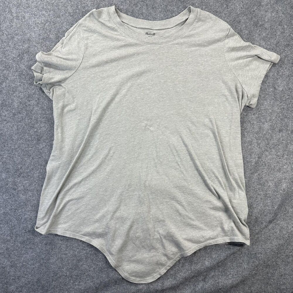 Madewell Shirt Womens Large Gray Curved Hem Scoop Neck Soft Casual Tee